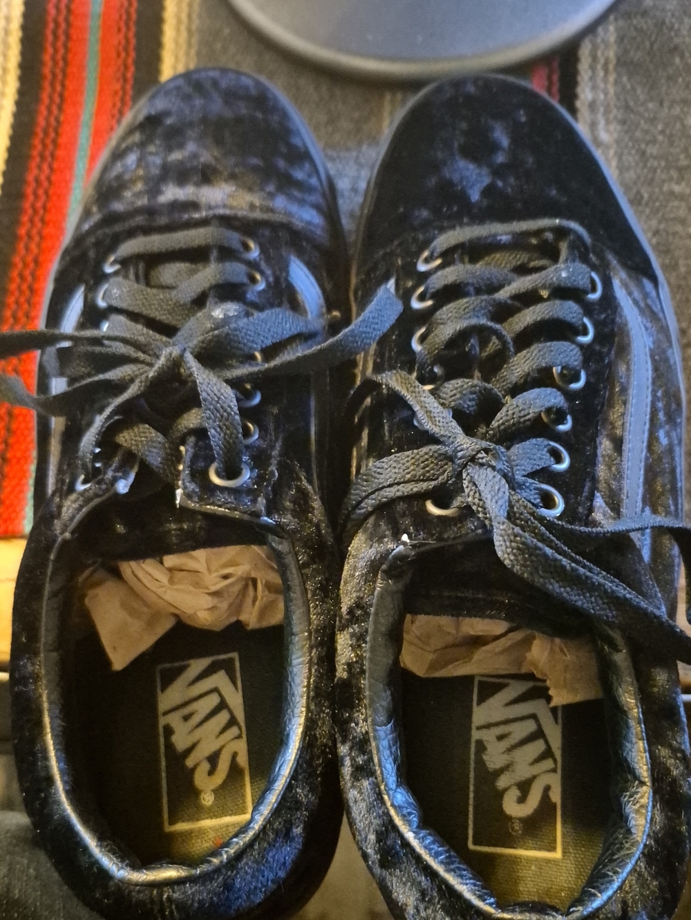 Vans Velvet Upper Sz 9.5 Mens Sz 11 Womens.hobeycomb Sole. - Picture 7 of 16